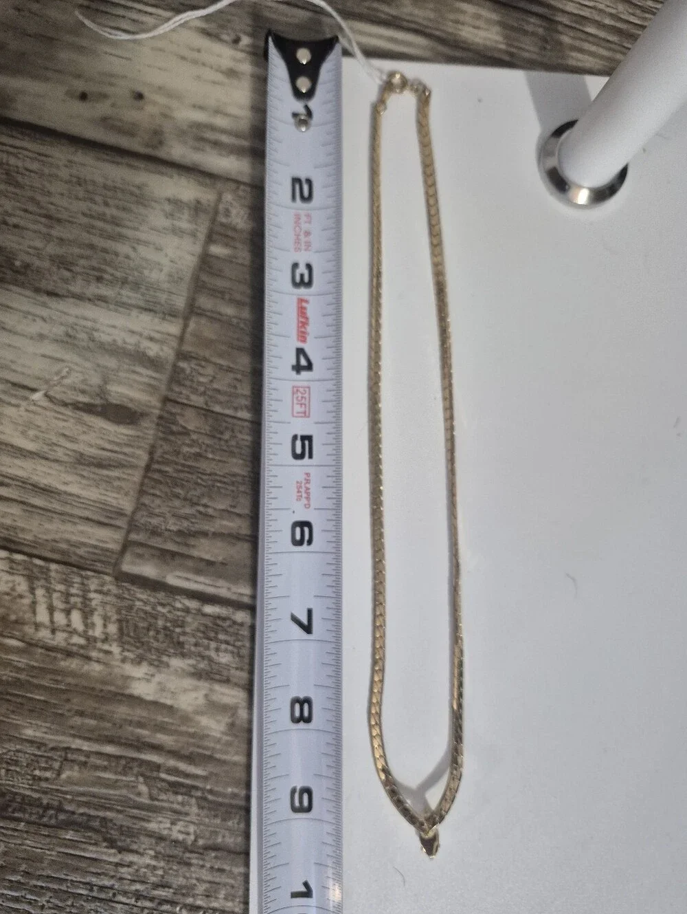 Vintage Herringbone Chain & White Marquise Cut Gem Necklace Gold